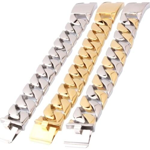 3 Color Choose! 8.46" Or 9" Cool Fashion Stainless Steel Cuban Curb Chain Biker Jewelry Mens Boys Bangle Bracelet Wristband 26MM