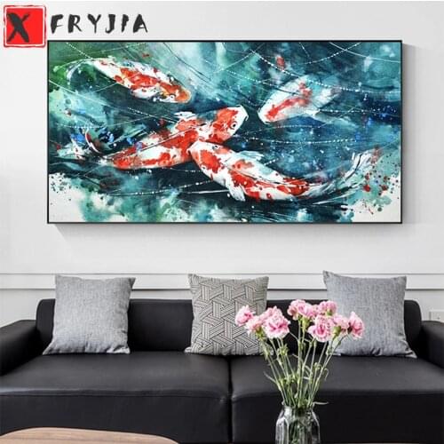 5D DIY Square round Diamond Painting Abstract koi fish flower Cross Stitch Diy Diamond Embroidery picture Diamond Mosaic art