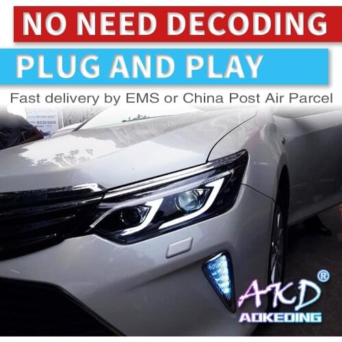 AKD tuning car Headlight For Toyota Camry 2015-2017 Headlights LED DRL Running lights Bi-Xenon Beam lights angel eyes