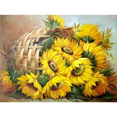 Diamond Embroidery Sunflower Full Round Diy Diamond Painting Embroidered with Rhinestones Flower Series Home Decoration
