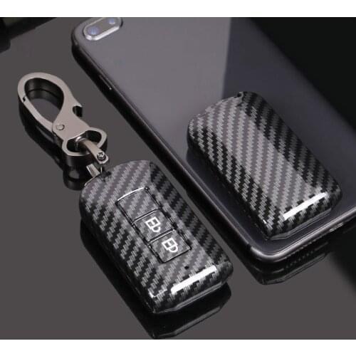 Carbon Fiber ABS Car Key Case For Mitsubishi Outlander Lancer 10 Pajero Sport ASX RVR L200 Auto Keychain