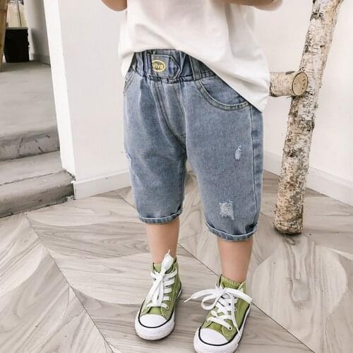 Boys Babys Kids Half Jean Pants 2021 Elegant Spring Summer Toddler Cotton Beach Casual Trousers Princess Childrens Clothing