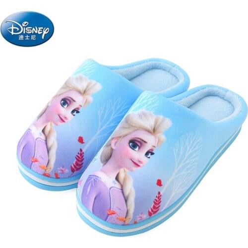 Disney Frozen Childrens Cotton Slippers Girls Autumn and Winter Cute Cartoon frozen Home Baby Non-slip Parent-child Slippers