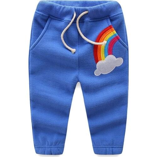 Kids Boys Girls Legging Pant Spring Autumn Trousers Rainbow Embriodery New Brand Children Clothing Girls Pants Skinny Kids Pants