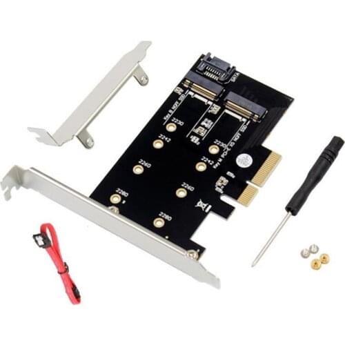 Dual M.2 Pcie Adapter M2 SSD NVME M Key SATA-Based B Key To PCI-E 3.0 X 4 Converter Card Support 2280 2260 2242 2230