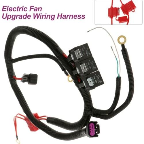 Electric Cooling Fan Wire Harness Kit 200mm Dual Electric Fan Upgrade Wiring Harness for ECU Control 1999-2006