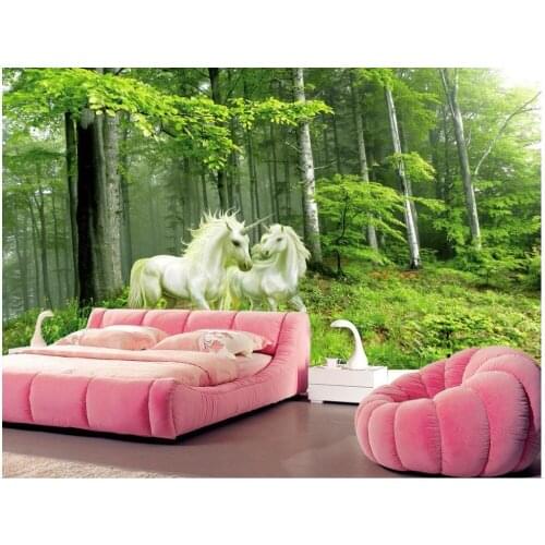 Wallpaper Mural Painting For Living Room Forest Guardian Unicorn Style Stereo Oil Painting Custom Any Size Mural Wallpaper