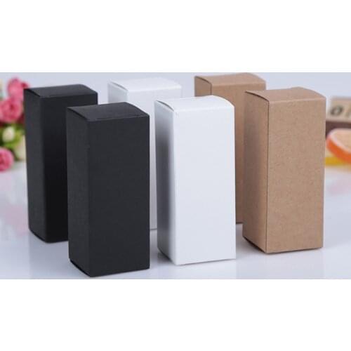 100Pcs White Black Kraft Paper Box Tube Cardboard Boxes For Gift Essential Oil Bottle Packaging Box Blank Cosmetic Lipstick Box