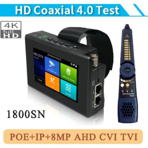 IPC 1800SN 8MP CVI TVI AHD Hd Coxial Tester Ip Cctv Camera Tester Wifi Surveillance Monitor with Cable Tracer POE Charger Wrist