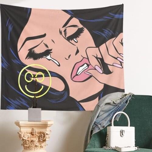 Comic Tapestry Wall Cloth Cute INS Bedroom Drom Decor Retro Wall Art Decor Tapestries Hanging Trippy Girls Tapestry Psychedelic