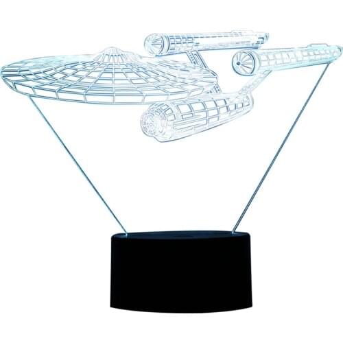 Spaceship Trek 3 D Night Light Button USB Power Supply Seven-Color Led Light Suitable For Childrens Room Decoration