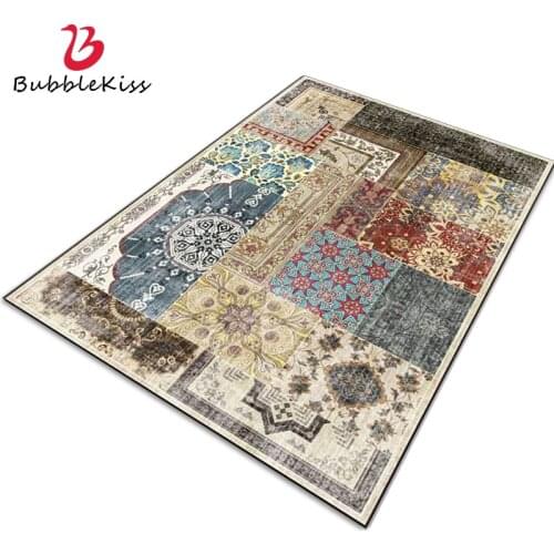 Bubble Kiss Ethnic Style Custom Carpet Retro Geometric Pattern Home Floor Mats Fashion Living Room Decoration Non-Slip Area Rugs