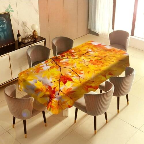Yellow Maple Leaves Tree Beautiful Autumn Tablecloth Catering To Decor