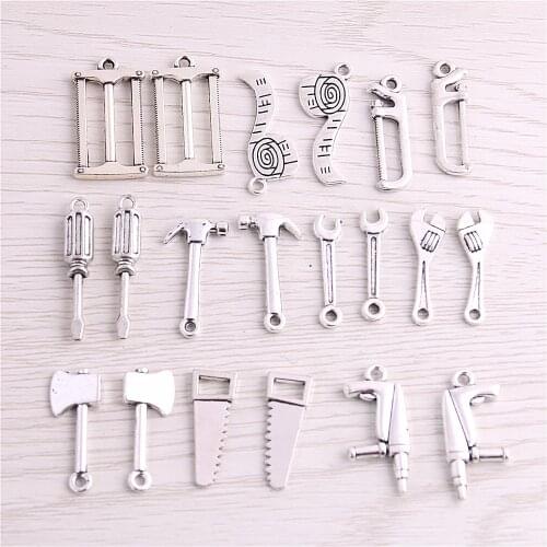 Sweet Bell 50pcs Tools Charms Antique Zinc Alloy Pendant for DIY Charm Choker Necklace Bracelet Jewelry D6235