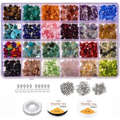 Crystals Jewelry Making Supplies Kit,Crystal Chips and Gemstones Beads for Jewelry Making, for DIY Bracelet Necklace