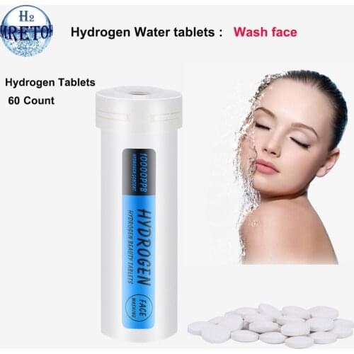 Weakly acidic H2 Nano Hydrogen water tablets 60 Tablets 1000PPB Active H2 Molecular Hydrogen Skin hydration Treat skin diseases