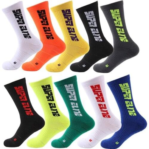 Sport Socks Men Elite Outdoor Colorful Fitness Basketball Cycling Running Athletic Anti-skid Compression Thick Cushion Crew Sock