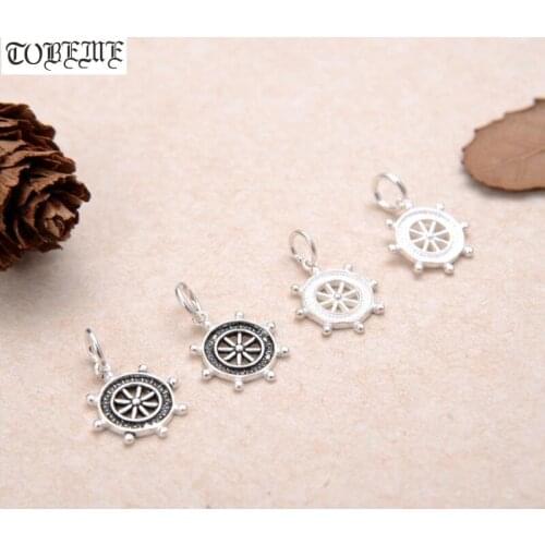 Handmade 100% 925 Silver Tibetan Dharm Wheel Charm 925 Sterling Good Luck Amulet Tibetan Wheel Pendant