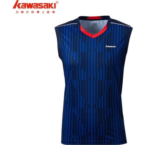 2021 Kawasaki Badminton Shirt Men Clothes Sports Shirt V-Neck Sleeveless Breathable Tennis T-shirts For Male ST-Q1304