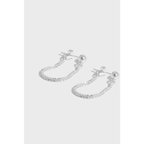 Real 100% 925 Sterling Silver Chain Stud Earrings For Women Fine Accessories, Simple Gold Color Woman Earings Jewelry 2021