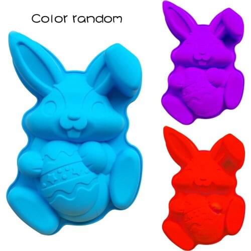 DIY Easter Bunny Holds Egg Silicone Mold Cartoon Cute Bunny Cookies Chocolate Fondant Mold Easter Cake Baking Decoraition Tool