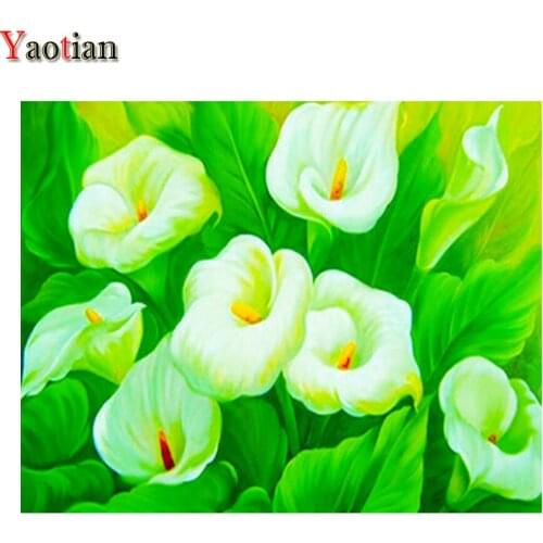 Flowers Diamond Painting 5D DIY Mosaic Needlework Diamond Embroidery Calla Lily Cross Stitch Kit Decoration Home New Arrival