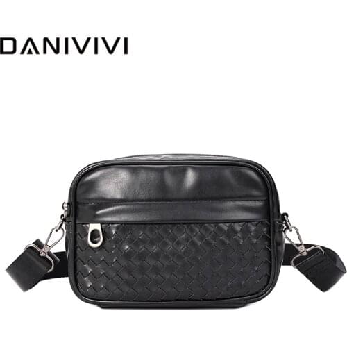 Fashion Bag for Men Shoulder Bag Woven Leather Work Messenger Sacoche Homme 2021 Crossbody Bag Cell Phone Purse Bandolera Hombre