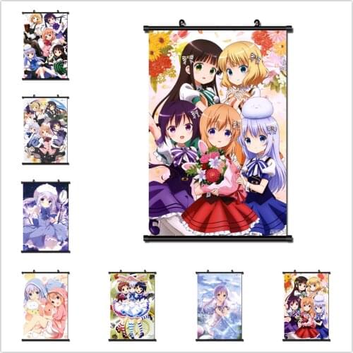 Japanese Anime Gochuumon wa Usagi Desuka wall scroll poster 40x60cm cuadros decoracion salon Scroll Painting