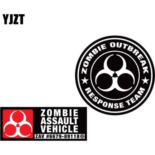YJZT 10.2CM*10.2CM 2X ZOMBIE OUTBREAK RESPONSE personality Package Car sticker Reflective Decals C1-7119