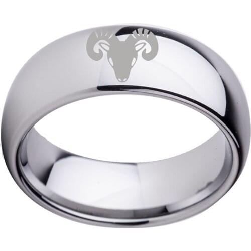 8mm Wide Dome Tungsten Aries Rings Men Women Simple Anniversary Jewelry
