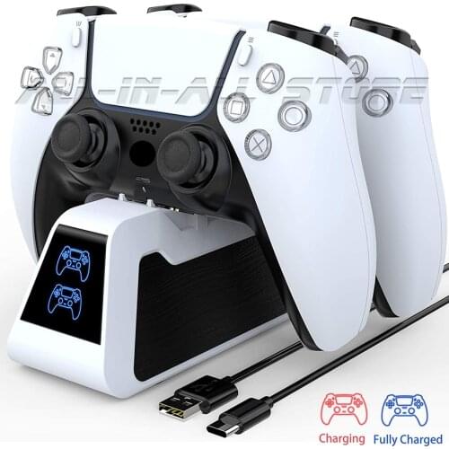 PS5 USB Type-C Fast Charger Stand 2 Charging Dock Station with LED Indicator for Playstation 5 PS 5 DualSense Dual Controller