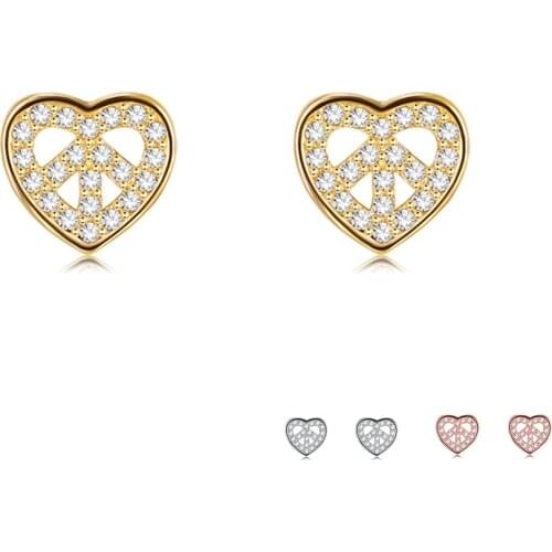 ZEMIOR Genuine 925 Sterling Silver Earrings For Women Full Cubic Zirconia Heart Arrow Stud Earring Romantic Jewelry Gift