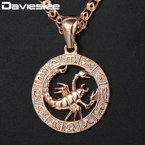 Davieslee Womens Scorpio Zodiac Sign Pendant 585 Rose Gold Constellation Pendant Necklaces For Woman Jewelry Wholesale DGP278