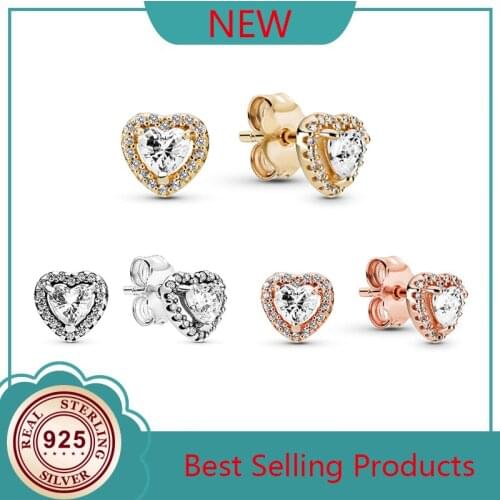 925 Sterling Silver Winter Rose Gold Sparkling Snowflake Elevated Heart Pan Earrings Womens Original Earrings