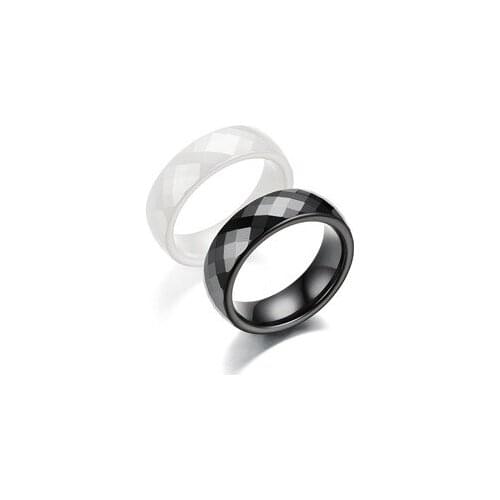 6mm White Black Ceramic Rings For Women Black White Color Stainless Steel Women Wedding Ring Engagement Jewelry