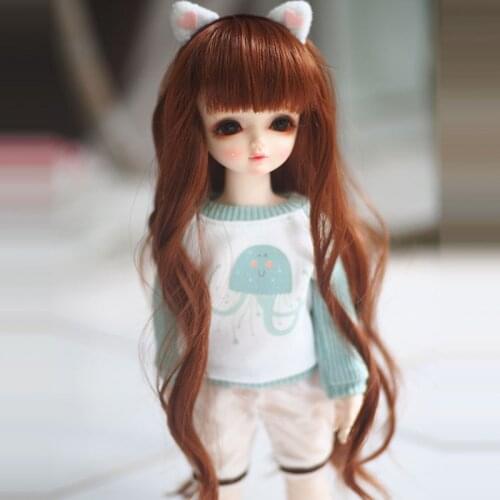 1/3 1/4 1/6 Bjd SD Doll Wig Wire High-Temperature Fashion Long Fashion Brown Wavy BJD Doll Hair Wig