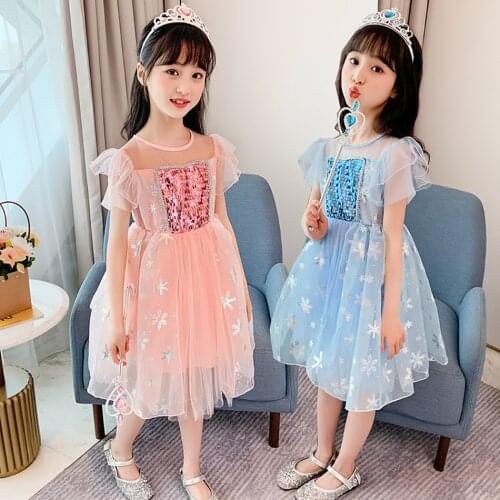 2021 Summer Sequin Lace Baby Girl Dress 1St Birthday Party Wedding Dress for Girl Palace Princess Evening Dresses Kid Clothes