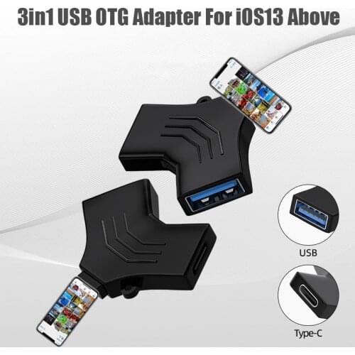 3 In 1 OTG USB Camera Adapter for Lightning to USB3.0 /Type C Mouse Flash Drive Hard Disk Data Converter for iPhone iPad iOS 13