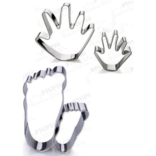 4pcs palm Foot cookie cutter metal biscuit mold gateau Patisserie fondant cake decorating baking pastry tools