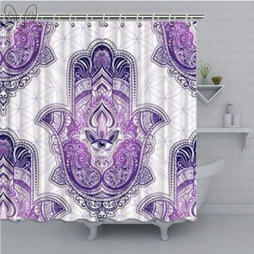 Aplysia Hand Drawn Ornate Amulet Hamsa Hand of Fatima Ethnic Amulet Common in Indian Arabic and Jewish Cultures Shower Curtains
