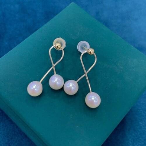 Free shipping best seller popular cute cherry girl jewelry round natural white real pearl handmade earring wedding gift bridal