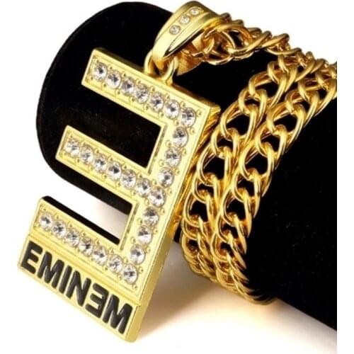 Creative Hip Hop Rhinestone Women Men Necklace & Pendant Gold Color Metal Full Crystal Necklaces Hip Hop Chains