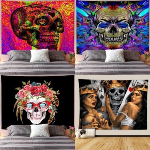Home Boho Decor Skull Tapestry 3D Digital Printed Wall Hanging Tapestries Beach Towel Bedspread Yoga Mat