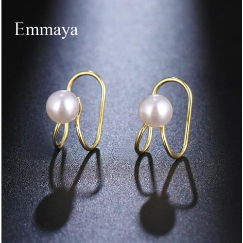 Emmaya Fascinating Design Two Colors Choice Ear Clip For Female Fashion Jewelry With Geometry Shape Charming Zirconia Ornament