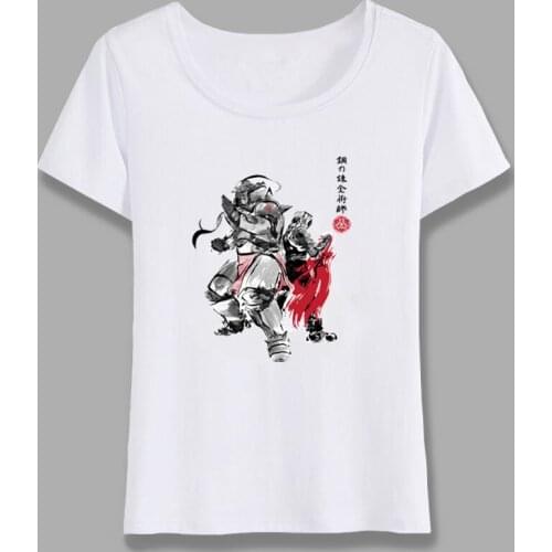 Womens Fullmetal Alchemist Japanese Anime Sumi T-shirt Short Sleeve O-Neck Tops Tees Summer Casual T Shirt Girl Harajuku Tshirt