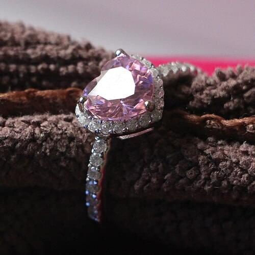 2CT Heart Ring Bridal Jewelry Luxury Pink NSCD Diamond Ring Vintage Engagement Sterling Silver Ring Affordable Jewelry Paved
