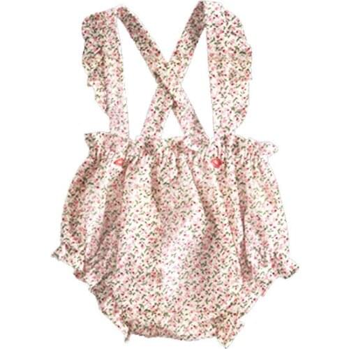 Newborn Baby Rompers Cute Girls Summer Clothes Sleeveless Ruffle Floral Print One-piece Toddler Infant Cotton Clothing