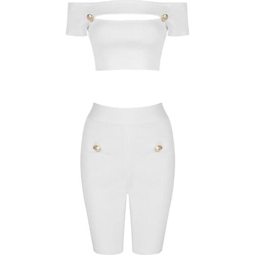 Women Two Piec Set Sexy Top And Shorts Set Summer Short Sleeve Casual Bandage Joggers Shorts Sexy Outfit Woman