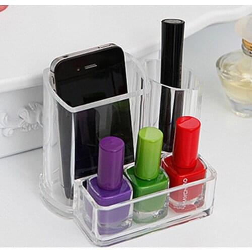 3 Grid Lipstick Container Plastic samll Storage Box Cosmetic Makeup brush Organizer Nail polish Desktop Sundry Practical Case