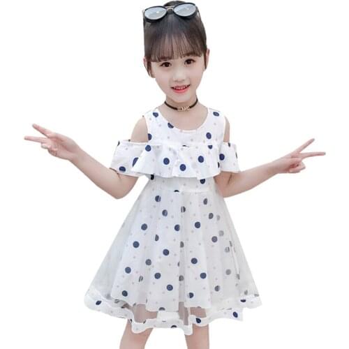 Summer Dress Girl Dot Pattern Dress For Girl Mesh Children Party Dresses Teenage Clothes Girl